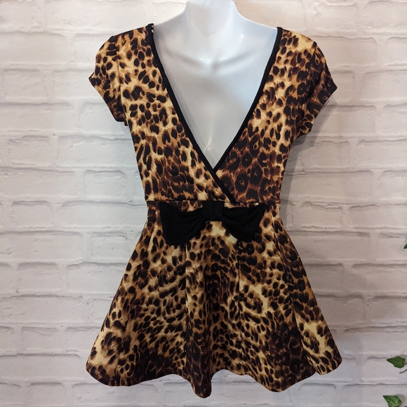 Monteau Leopard print peplum top - Picture 4 of 7